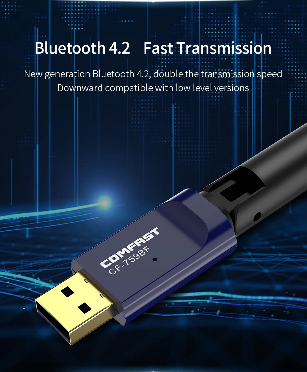 CF-759BF двухдиапазонный 2,4G& 5,8G 650 Мбит/с Wifi приемник wifi передатчик BT4.2 usb wifi адаптер с 6dBi антенной для windows MacOS