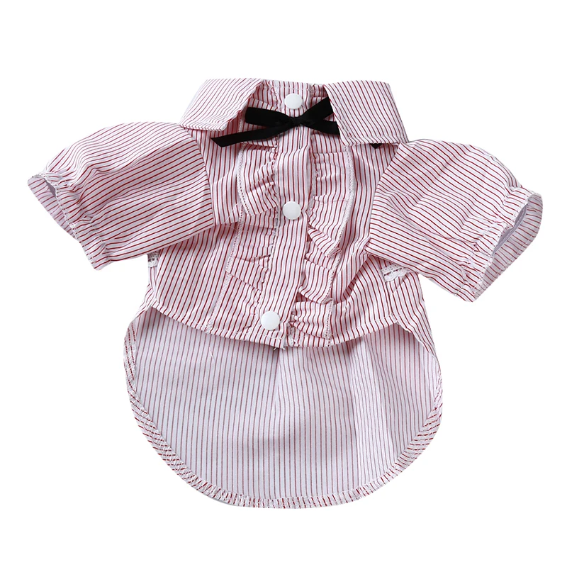 Модные жилеты для щенков с бантиком, клетчатая полосатая футболка для домашних животных, хлопковые костюмы в клетку для кошек, летняя одежда для собак, куртка, пальто