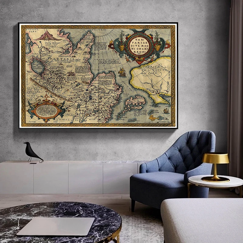 150*100 cm Vintage Poster World Map Non-woven Canvas Painting Wall Art Picture Decorative Card Living Room Home Decoration