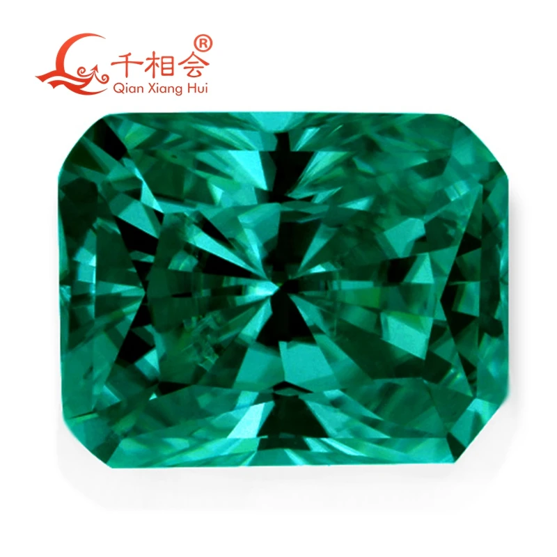 

green color retangle shape radiant cut shape Sic material Moissanite loose stone