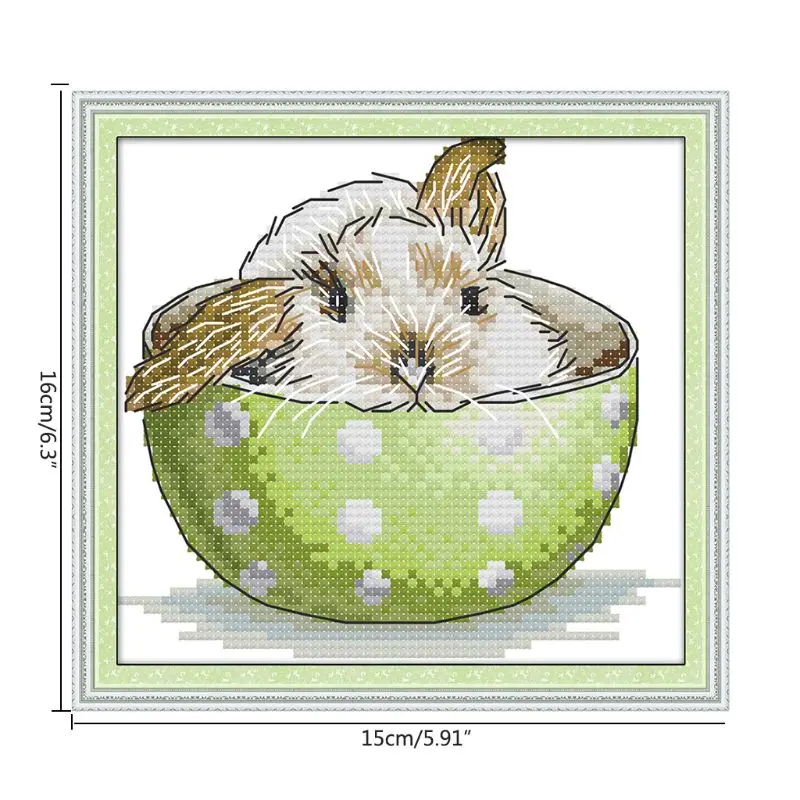 

Cute Rabbit DIY Handmade Needlework Counted 14CT Printed Cross Stitch Embroidery Kit Set Home Decoration Q6PE