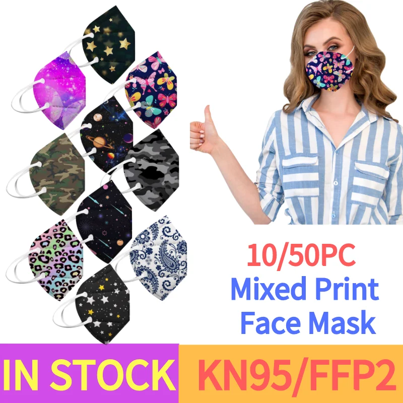 Mascarillas fpp2 de 5 capas, máscara facial ffp2reutilizable KN95, 10-50 unidades, 10 colores