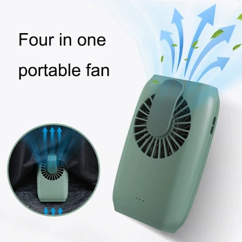 

4 in 1 Hanging Waist Fan, USB Charging Hanging Neck Fan, Small Desktop Multifunction Mini Portable Fan Camping, Office, Travel