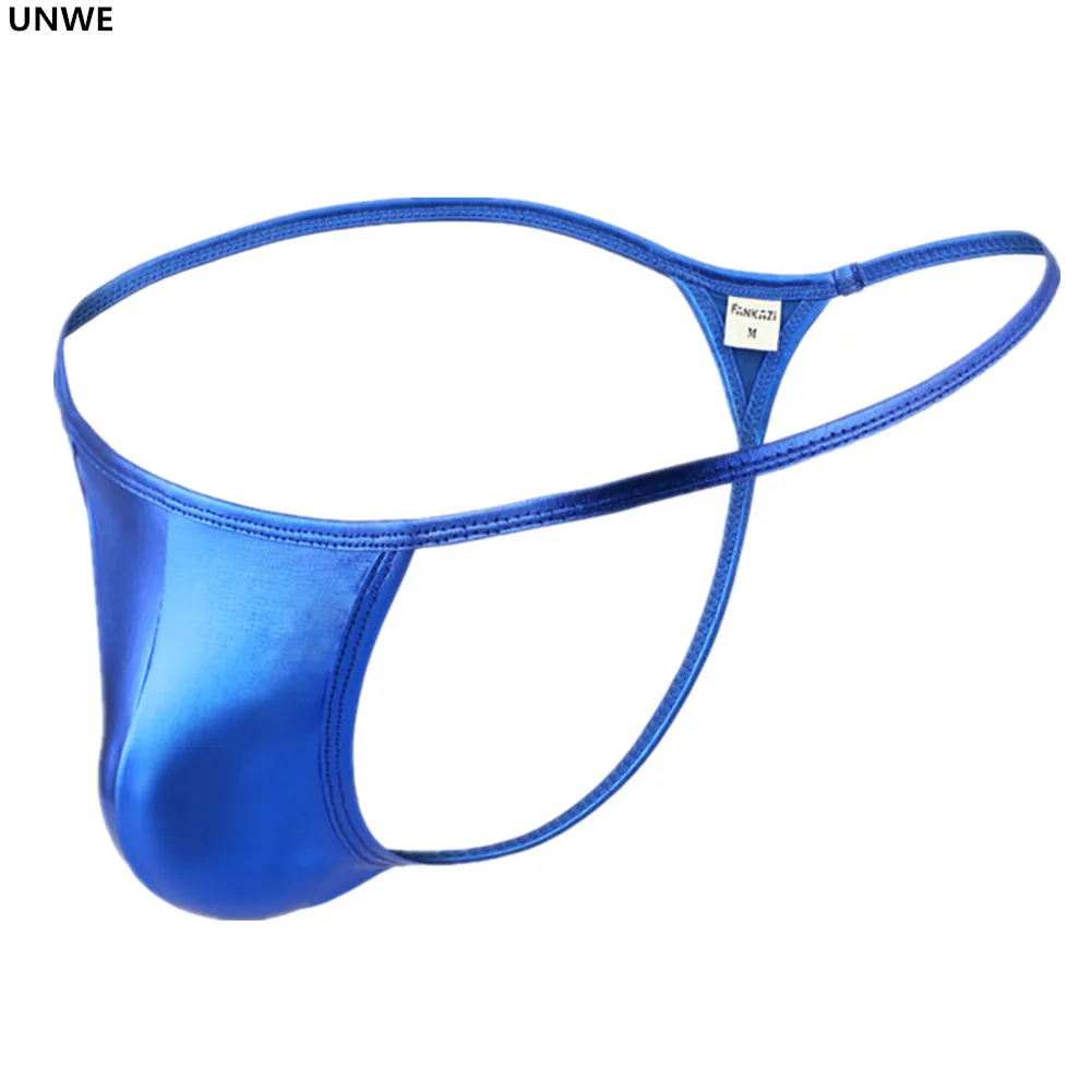 UNWE Мужское нижнее белье с мешочком для пениса эротическое из лакированной кожи