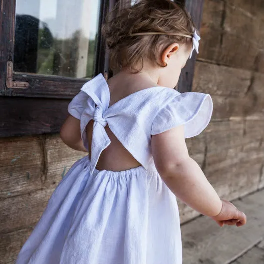 Летнее платье для девочек платье принцессы с бантом и оборками для маленьких девочек