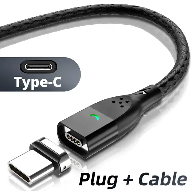 FONKEN Magnetic Cable Micro USB Type C Magnetic Charging Cables Magnetic Charger for iPhone Samsung Huawei Xiaomi Quick Charge Type-C Black Cable