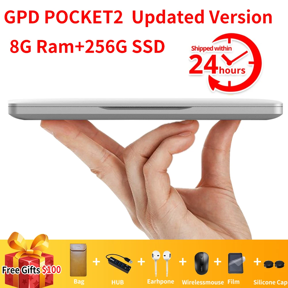 Продажа GPD Pocket 2 Pocket2 8 Гб 256 ГБ 7 дюймов сенсорный экран мини ПК карманный ноутбук процессор Intel Celeron 3965Y Windows 10 Systerm