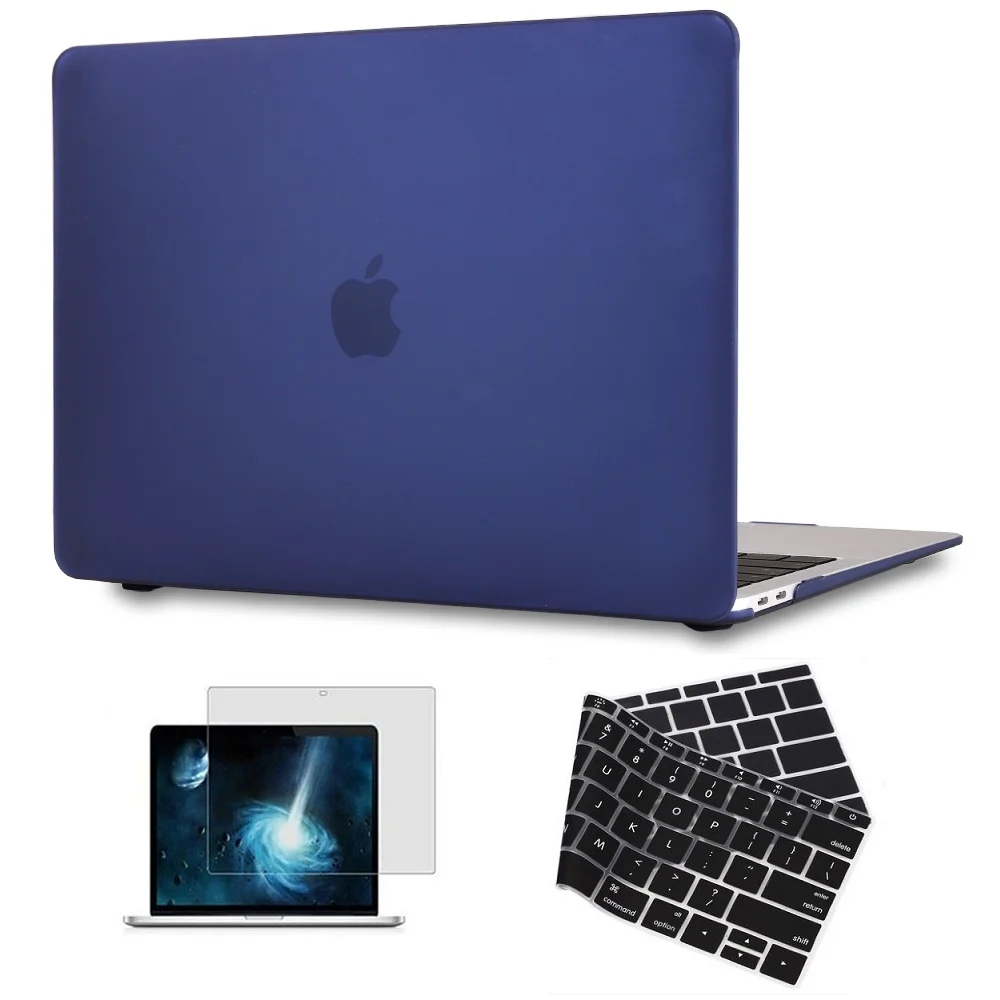 Navy Чехол для Apple Macbook Air 11 13 Pro retina 12 13 15 16 дюймов Сенсорная панель 13 15 матовая поверхность Жесткий Чехол протектор - Цвет: Navy