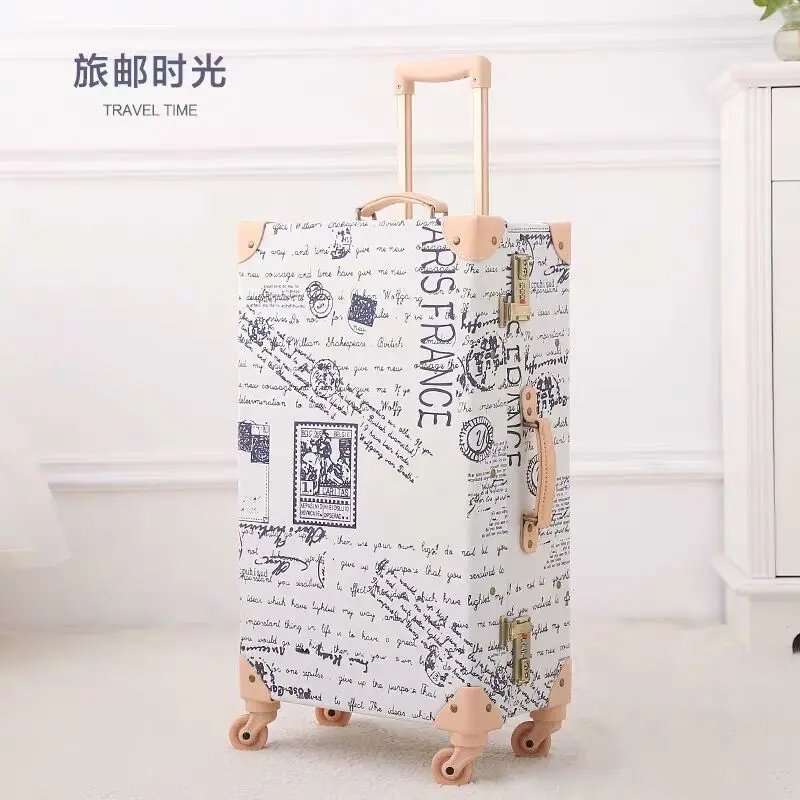 New Women 2PCS/SET Retro Trolley Suitcase mala Rolling Luggage sets,Men Vintage Travel suitcase with Cosmetic case on wheel