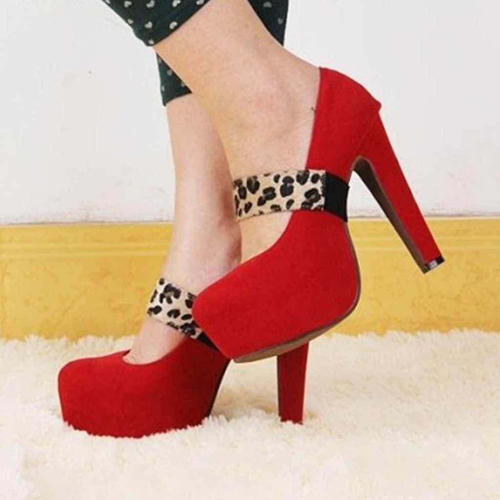 1 Pair Elastic Leopard Shoe Straps for Holding Loose Shoes High Heels