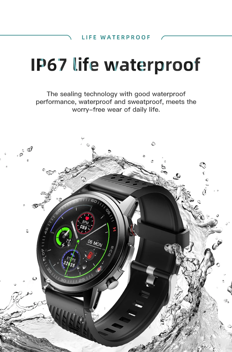 Smartwatches 650nm Laser Treatment Real ECG PPG Blood Pressure Heart Rate Healthy Tracking Work with Xiaomi Android iPhone F800