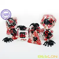 Bescon Novelty Spider Polyhedral Dice Set, Black Spider RPG Dice set of 7 1