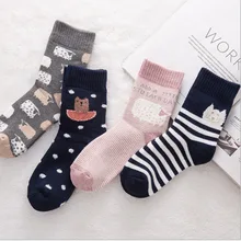 Женские зимние носки, плотные теплые носки из кроличьей шерсти, женские теплые хлопковые носки с лисой, женские Носки с рисунком животных из мультфильмов, носки с узором