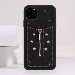 Для iPhone 11 pro max молния Bling PU кожаный чехол TPU чехол для iPhone 7 8 Plus X Xr Xs Max задние слоты для карт