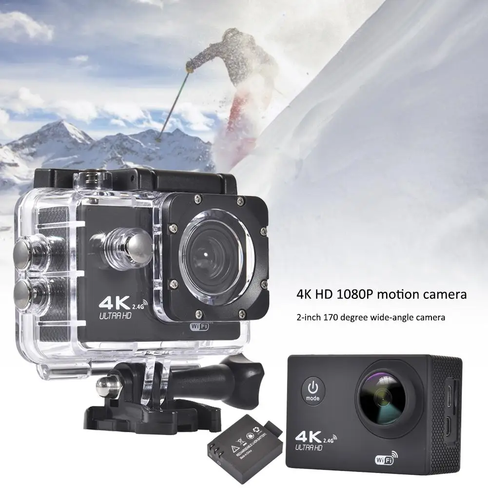 Экшн-камера 4K Ultra HD 1080 P, 2 дюйма, 170 градусов, широкоугольная, водонепроницаемая, 12 Мп, Wi-Fi, камера для записи видео, s, Спортивная камера