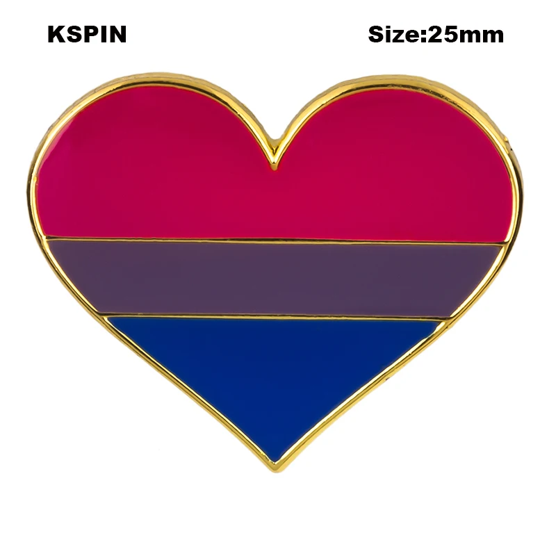 Бисексуальный Прайд в форме сердца Флаг булавка бейдж; брошь на булавке значок XY0632 - Окраска металла: XY0632