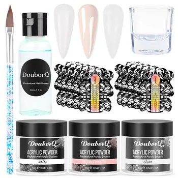 

7Pcs/lot Nail Acrylic Powder Nail Extension Set Builder Tips Glitters Slip Solution Quick Extension False Tips Manicure Tool Kit