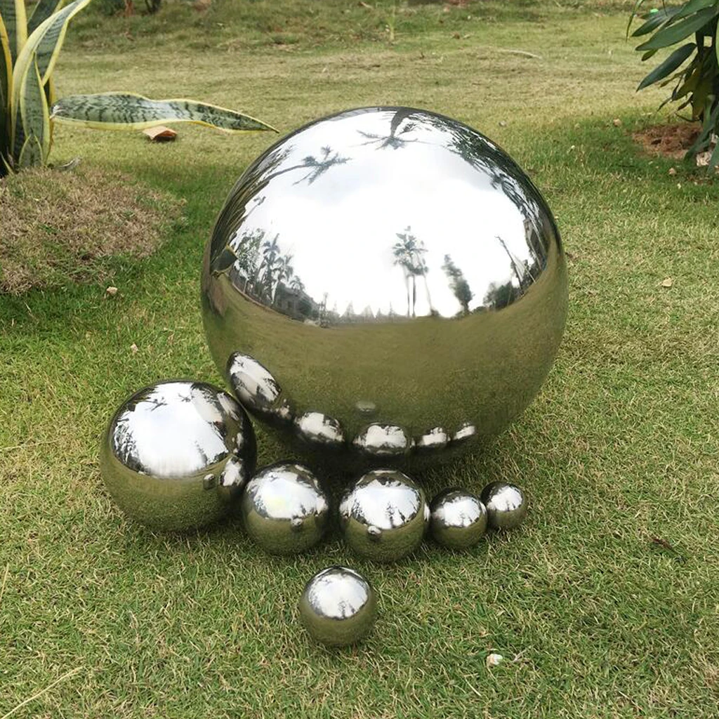 1pc Stainless Steel Mirror Polished Sphere Hollow Round Ball Home Garden Decor Shopping Mall Ornament
