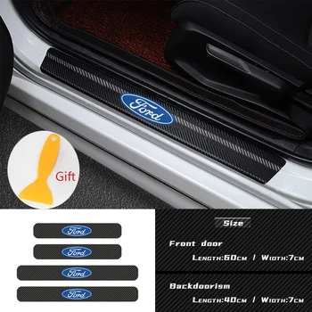 

4PCS Car styling Door Carbon Fiber Sill Scuff Plate Decor Sticker For Ford Focus 2 3 1 MK2 MK3 MK1 Fusion Accessories