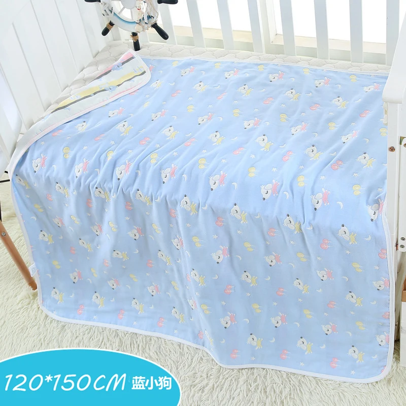 Шестислойное детское одеяло для новорожденных, детское хлопковое газовое банное полотенце, покрывало, детское полотенце, покрывало - Цвет: 150 BU dog