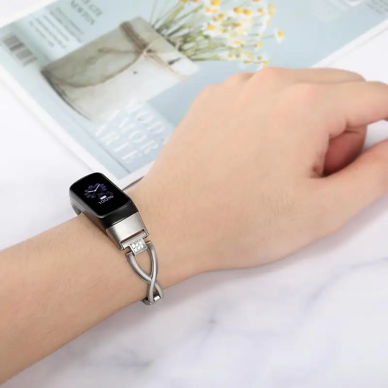 IWonow ремешок для часов с бриллиантами и нержавеющей сталью для samsung Galaxy Fit SM-R370 ювелирные часы для женщин и мужчин