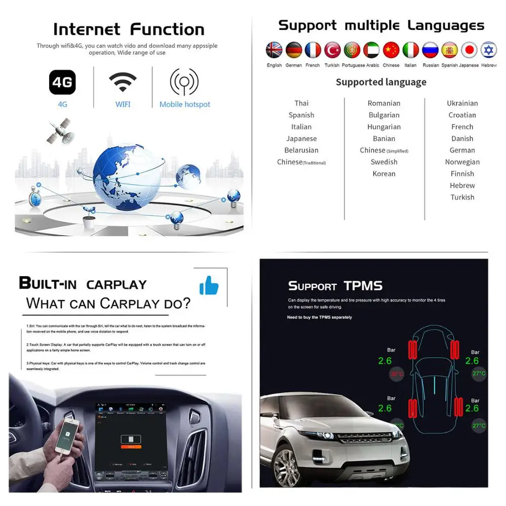 Aotsr Tesla 10," вертикальный экран Android 8,1 автомобильный DVD мультимедийный плеер gps навигация для Ford Focus 2013- встроенный carplay