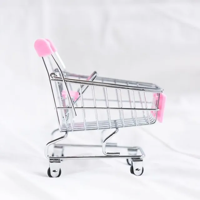1pcs Simulation Mini Shopping Cart Kids Pretend Toy Creative Simulation Mini Hand Trolley Shopping Cart Decoration Children Gift 4