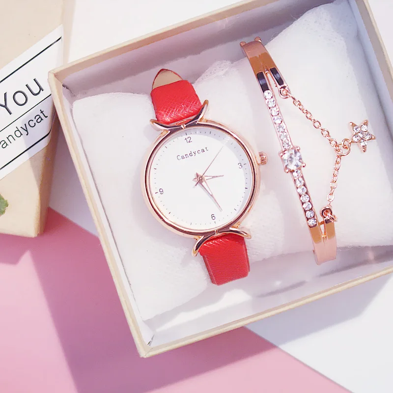 Simple Women Bracelet Watches Fashion Casual Leather Ladies Wrist Watches Analog Quartz Wristwatch Female Clock relogio feminino - Цвет: Red Color Bracelet