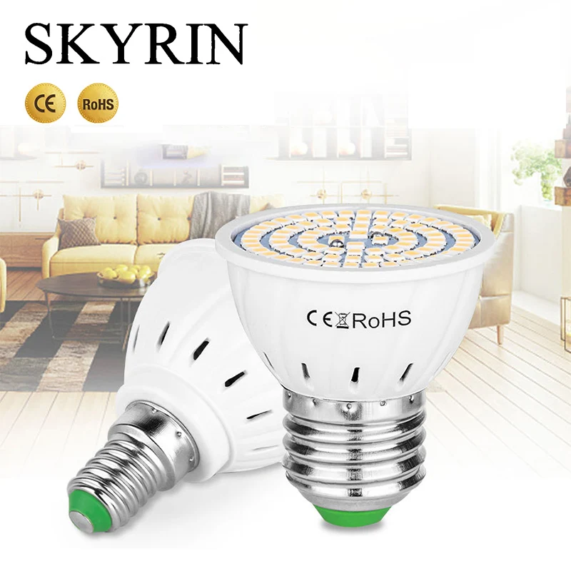 SKYRIN светодиодный лампы MR16-GU10-E27-E14-B22 Bombillas светильник 220V 240V 2835 SMD 48 60 80 Светодиодный