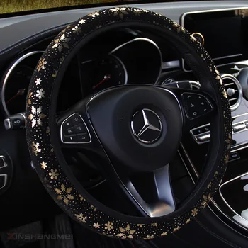 

Car steering wheel cover bronzing snowflake without inner ring elastic band grip cover all seasons
