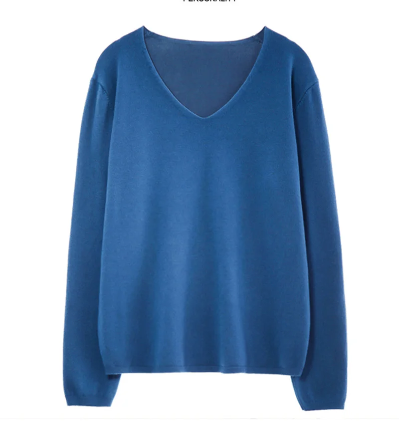 Женский пуловер, вязанная Весенняя Осенняя блузка, рубашки с v-образным вырезом, женские повседневные топы с длинным рукавом, пуловеры, эластичная женская блузка