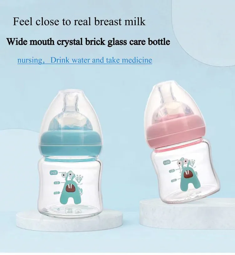 New Creative Baby Silicone Pacifier Bottle, Baby Wide-Mouth Glass
