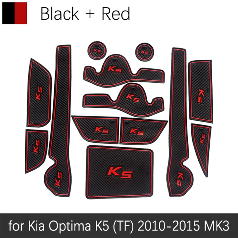 Противоскользящий коврик для Kia Оптима 2010 2011 2012 2013 KIA K5 TF MK3 аксессуары затворный слот подставка анти-грязный подложки - Название цвета: Optima 10-15 Red