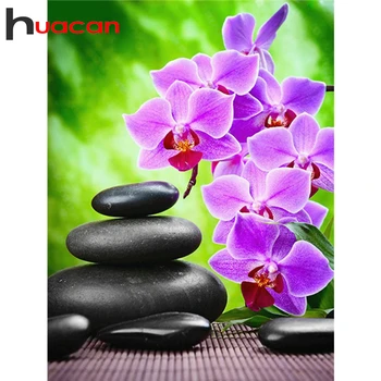 

Huacan New Diamond Painting Full Square Flower Kit 5D DIY Diamond Embroidery Mosaic Orchid Decorations Home