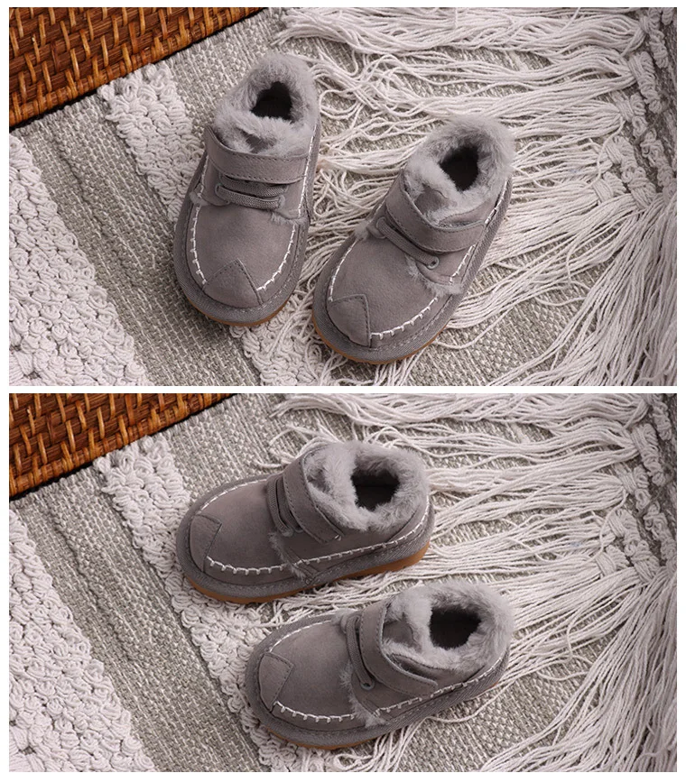 Dolakids/зимние ботинки; детская кожаная хлопковая обувь для мальчиков и девочек; бархатная обувь; Детские теплые Нескользящие повседневные ботильоны; 0-6