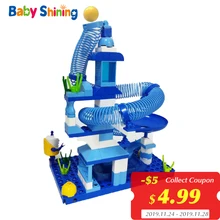 Детские блестящие 65-203 шт мраморные беговые дорожки Duplo DIY блоки игрушки строительные блоки весенние горки для детей мальчик девочка подарок на день рождения