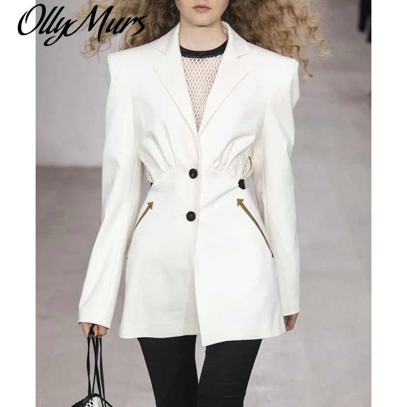 

2020 Autumn Fashion New Waist-Revealing Hollow Out Tailoring Design Single Breasted Women Blazer And Jackets Women Clothes