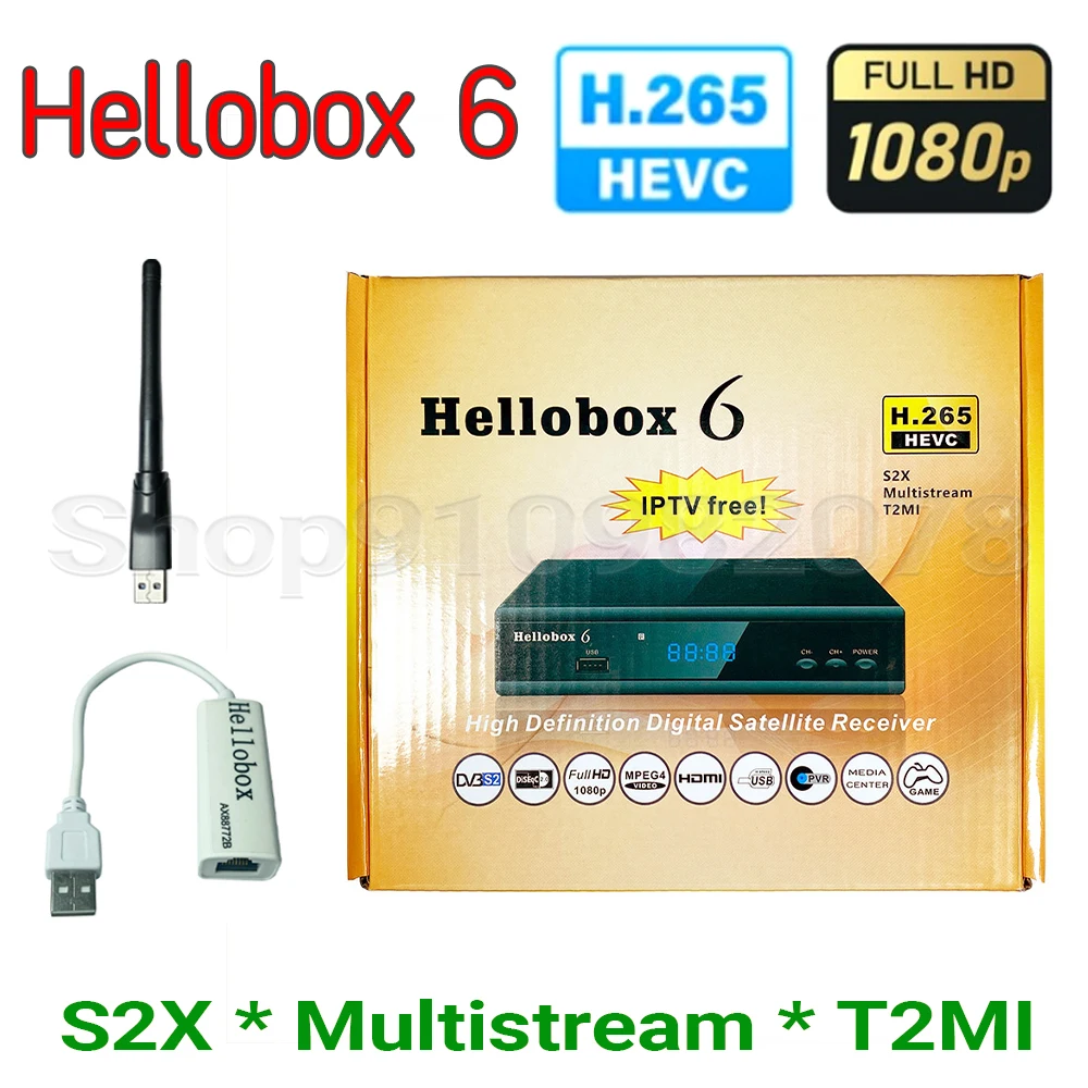 Спутниковый ресивер Hellobox 6 с поддержкой H.265 HEVC DVB-S2X Multistream T2MI USB WiFi Auto Powervu Biss Scam Newcamd