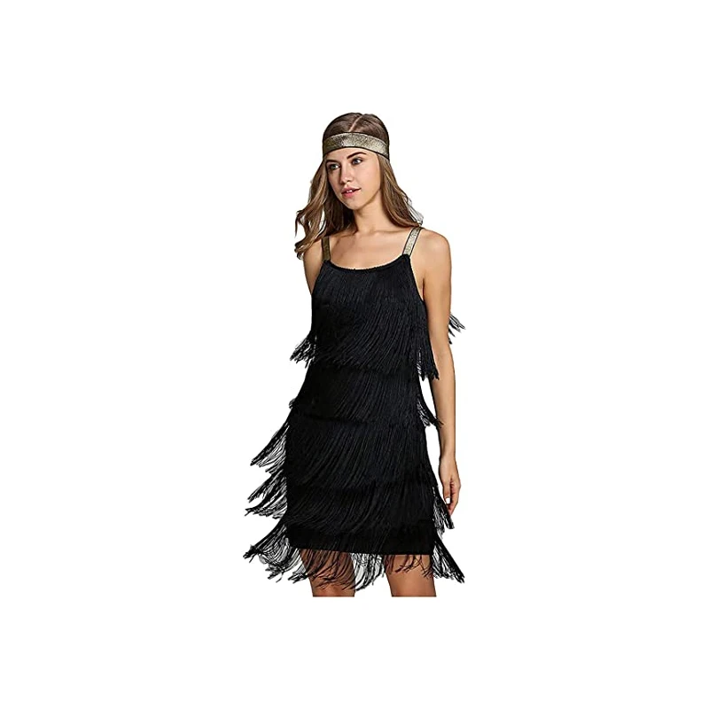2021   Ƽ   ÷ 巹 Tassels Hem Gatsby Dress With Headband  ȭƮ ׷