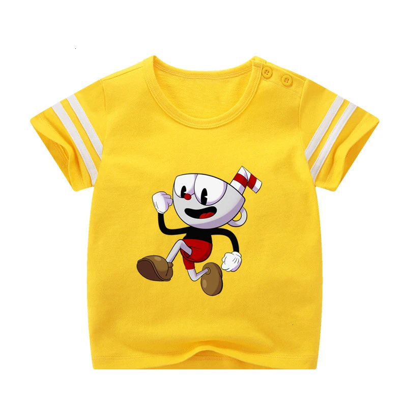 Boys or Girls Cuphead cartoon Kids sport motion T Shirt Children T-shirt Baby Toddler Summe Tops Anime cartoon Tees wholesale - Цвет: as picture