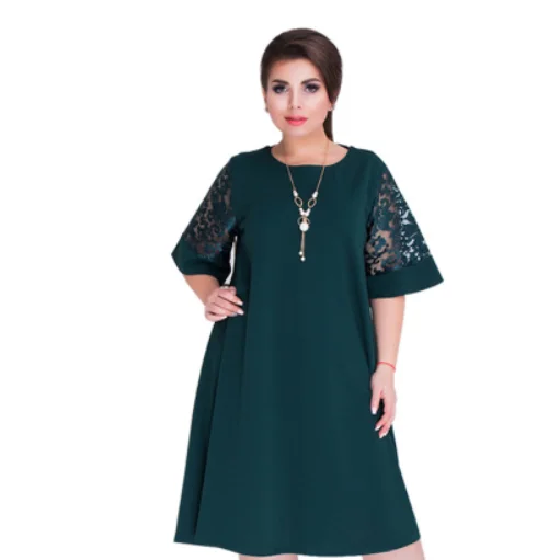 6XL размера плюс Vestidos festa Летние Осенние платья женские красные свободные платья миди вечерние платья с кружевными рукавами большие размеры s DA846