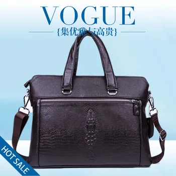 

Men's leather business shoulder bag handbag leather computer bag slant cross bag crocodile pattern fashion business men's bag