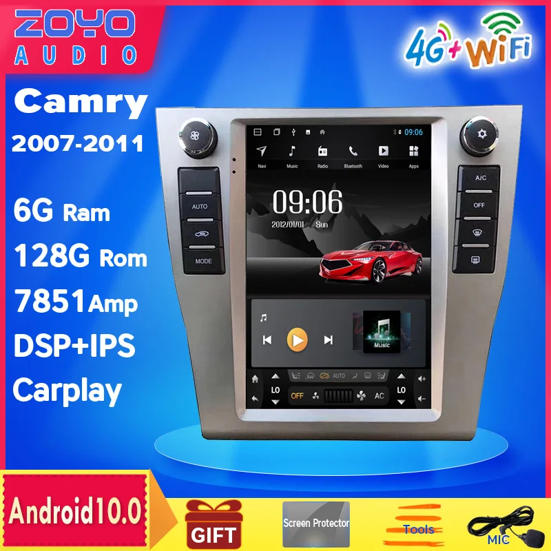 

Android 10 9.7inch vertical Tesla style CAR Radio GPS bluetooth Navigation player WIFI 4G For Toyota Camry 2007-2011