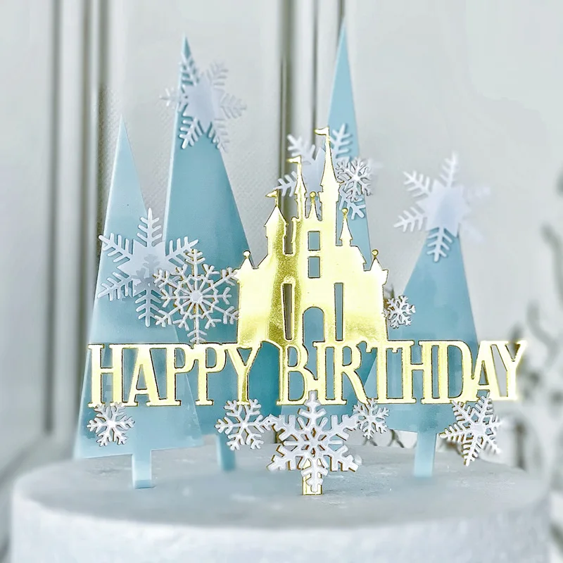 

Happy Birthday Princess Prince Castle Decoration Home Dinner Baking Cupcake Cake Topper Cake Flags Event Pary Supplies Love Gift