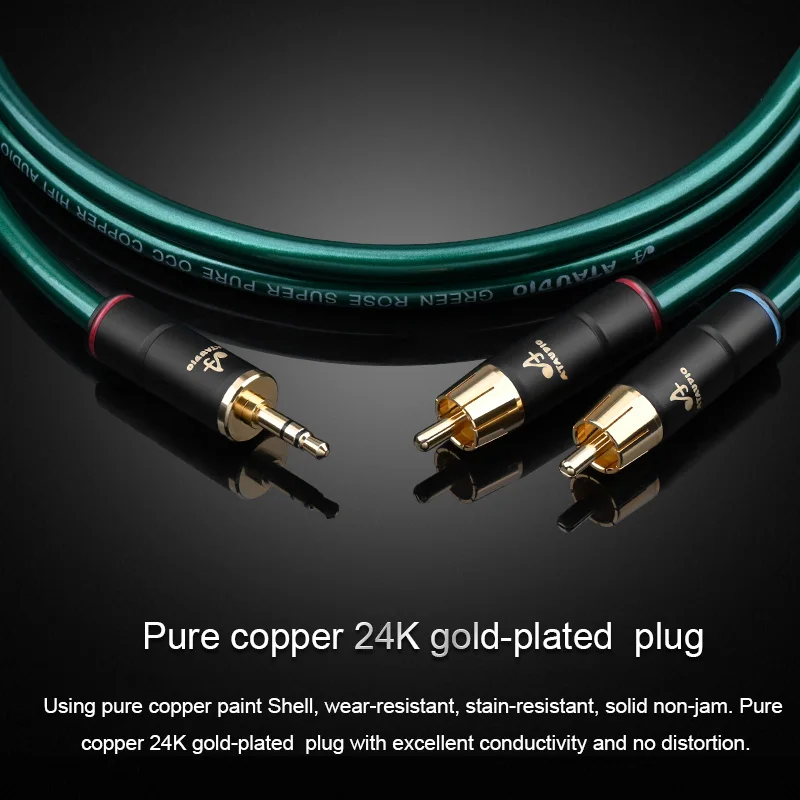 HIFI OCC 3.5mm 잭-2RCA Male 분배기 Aux 케이블 HiFi 휴대 전화-전력 증폭기 오디오 케이블 3.5mm-2rca 케이블