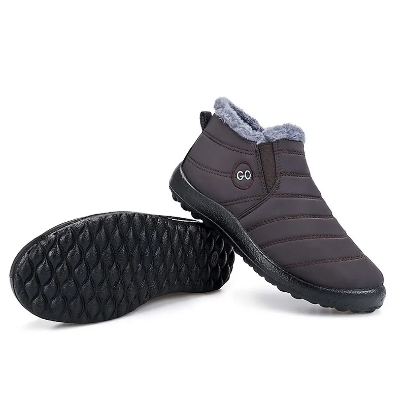 Сохраняющие тепло плюшевые зимние мужские ботинки обувь новые удобные водонепроницаемые мужские повседневные зимние ботинки обувь мужские ботинки - Цвет: Coffee(GO)