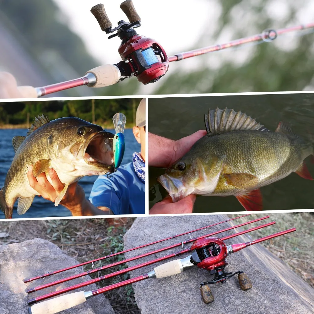 Sougayilang катушка для рыболовной удочки baitcasing Combo-4 секции, 2,1 м, 2,4 м, приманка, удочки, удочка для литья, 9+ 1BB катушки, Casti