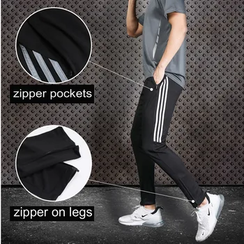 BINTUOSHI Men Running Pants Soccer Training Pants With Zipper Pocket Football Trousers Jogging Fitness Pants Workout Sport Pants 3