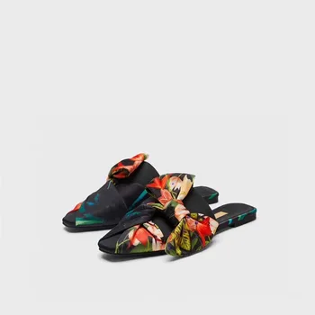 

Slippers nv wang Red 2020 Explosion Flat Silk Ladies Sandals and Slippers Europe Minimalist Shoes