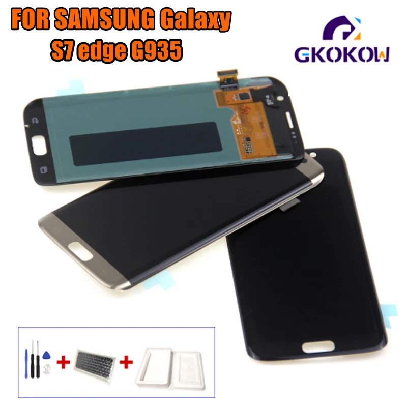 Оригинальный 5 ''Супер AMOLED красный ЖКД для SAMSUNG Galaxy s7 edge G935 G935F сенсорный экран